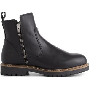 Travelin' Vestmar Dames leren enkellaarsjes met rits - Leren boots vrouwen - Zwart leer - Maat 40