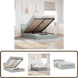 vidaXL Ottoman bed met matras 140x190cm fluweel lichtgrijs