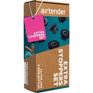 Airtender - 12 extra wijnstoppers - vacumeren flessen & potten - herbruikbaar - lekvrij (uitbreidingsset - zonder pomp)