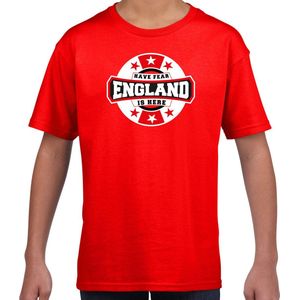 Have fear England is here t-shirt met sterren embleem in de kleuren van de Engelse vlag - rood - kids - Engeland supporter / Engels elftal fan shirt / EK / WK / kleding 122/128