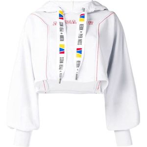 Reebok Pyer Moss Crpd Slogan Hoodie Sweatshirt Mannen wit S.