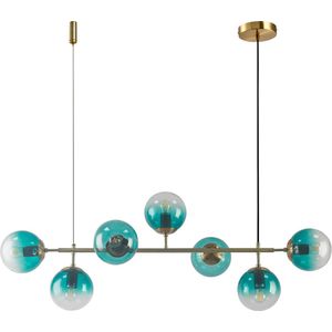 Design hanglamp Hepta met blauw glas