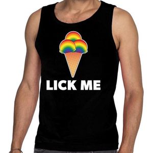 Lick me gaypride tanktop/mouwloos shirt - zwart homo singlet voor heren - Gay pride XXL