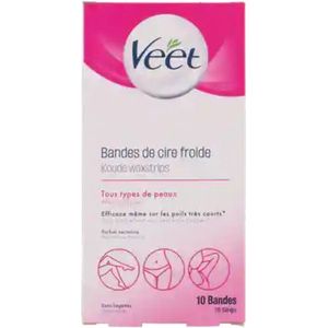 Veet koude waxstrips - 10 strips wax - bandes - voor de normale huid waxen