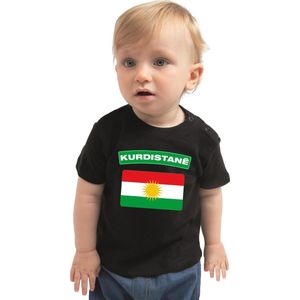 Kurdistane baby shirt met vlag zwart jongens en meisjes - Kraamcadeau - Babykleding - Koerdistan landen t-shirt 62