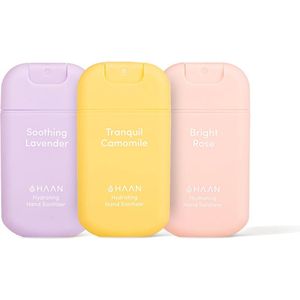 HAAN Hydrating Hand Sanitizer- Handzeep - Desinfecterend - 30ml - 3-Pack - Mix: Bright Rose, Tranquil Camomile, Soothing Lavender - Navulbaar