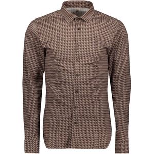Desoto - Overhemd Kent Figuren Bruin - Heren - Maat 3XL - Slim-fit