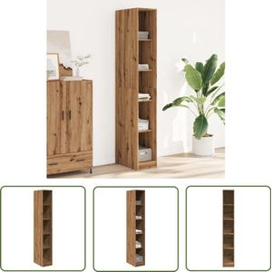 The Living Store Kledingkast 30x50x200 cm bewerkt hout artisanaal eikenkleur - Kledingkast - Houten Kledingkast - Gangkast - Opbergkast - Vintage Kledingkast