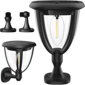 Buiten decoratie - 2 stuks zonnelampen op zonne-energie tuin - IP65 waterdicht - 2800 K warmwit - wandlamp voor binnenplaats - gang - fence - balkon