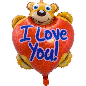 Folie cadeau sturen helium gevulde ballon teddybeer I Love You 80 cm - Folieballon versturen/verzenden