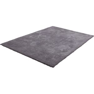 Lalee Velvet-vloerkleed- uni- effen- tapijt- shaggy- hoogpolig- karpet 80x150 cm zilver