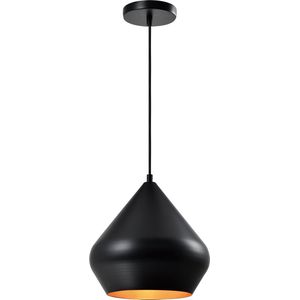 QUVIO Hanglamp modern - Lampen - Plafondlamp - Leeslamp - Verlichting - Verlichting plafondlampen - Keukenverlichting - Lamp - Koepellamp - E27 Fitting - Met 1 lichtpunt - Voor binnen - Metaal - D 25 cm - Zwart