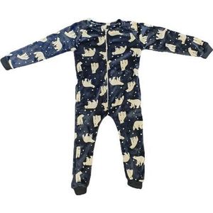 Onesie / Pyjama / Pyjamapak IJsberen print - Donker blauw / Wit - Polyester - Maat 104 - Unisex