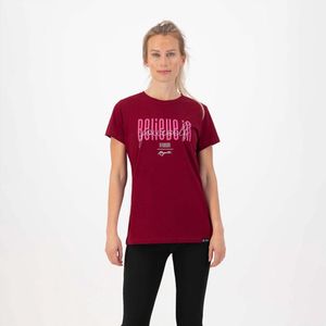 Rogelli Graphic T-Shirt Sportshirt - Korte Mouwen - Dames - Bordeaux - Maat M