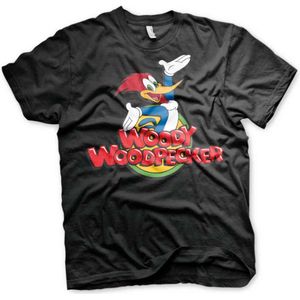 Woody Woodpecker Unisex Tshirt -3XL- Classic Logo Zwart
