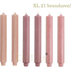 Cactula Dinerkaarsen XL 3,2 x 30 cm in 3 kleuren Rozens-sAbrikoos / Antiek Roze / Oud Roze 21 BRANDUREN