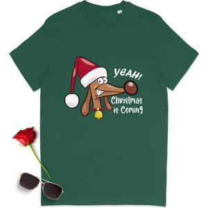 Dames T Shirt - Kerstmis - Groen- Maat 3XL