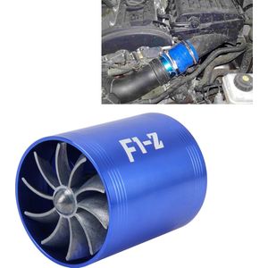 F1-Z auto roestvrij universele supercharger dubbele dubbele turbine luchtinlaat brandstofbesparing turbo turbolader ventilator set (blauw)