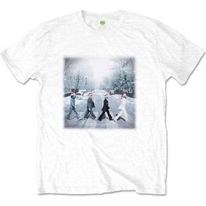 The Beatles - Abbey Christmas Heren T-shirt - M - Wit