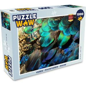 Puzzel Veren - Pauwveren - Pauw - Blauw - Kunst - Legpuzzel - Puzzel 1000 stukjes volwassenen