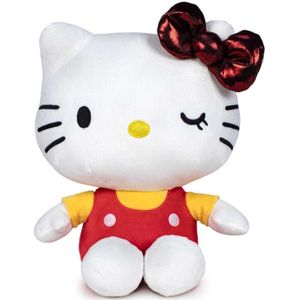 Hello Kitty (Rood/Geel) 50th Anniversary Pluche Knuffel 18 cm {Speciale Editie - Verzamel Collectors Item - Speelgoed Knuffeldier Knuffelpop voor kinderen jongens meisjes - Hello Kity Kat Cat Plush Toy}