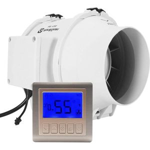 Badkamer Ventilator regelbare Buisventilator 125 mm 310 m³/uur voor broeikas-kelder-garage met intelligente schakelaar-Tijd-temperatuur-luchtstroom.