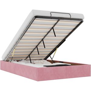 vidaXL - Ottoman - bedframe - zonder - matras - 120x200 - cm - fluweel - roze