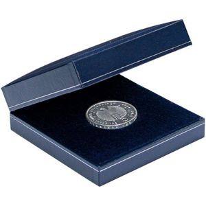 SAFE Blauw munten doosje geschikt voor één of meerdere munten, penningen of medailles met een doorsnede van max. 80 mm