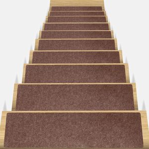 Stair Mat 20 x 76 cm antislip trapmat 14 stuks voor houten trappen - kinderen honden veiligheid grip binnen bruin