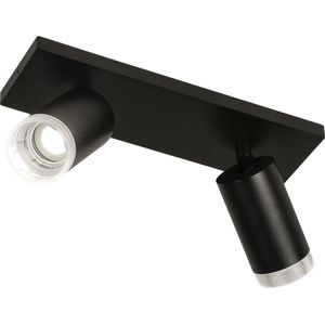 Lumidora Opbouwspot 31413 - 2 Lichts - GU10 - Zwart - Transparant - kleurloos - Kunststof - Badkamerlamp - IP21