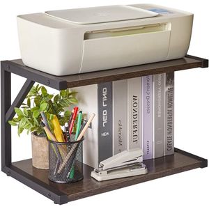 Multifunctionele Bureau Organizer - Printer Standhouder voor Bureau - 1 stuk - Zwart - Hout