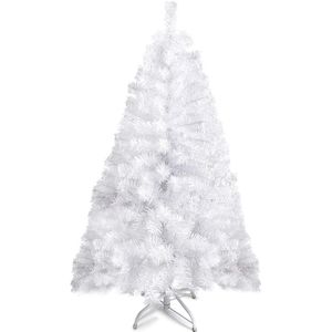 witte kerstboom van 120 cm, premium scharnierende kunstkerstboom met 320 takpunten, Canadese spar, goed vol, licht en eenvoudig te monteren, met metalen kerstboomstandaard