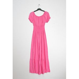 Lange dames jurk Bodine effen motief roze Maat S/M strandjurk