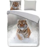 Good Morning Dekbedovertrek ""tijger in de sneeuw"" - Grijs - (240x200/220 cm) - Katoen Flanel