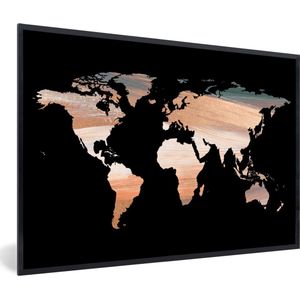 Fotolijst incl. Poster - Wereldkaart - Verf - Koper - 60x40 cm - Posterlijst