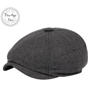 Flat cap - Heren pet - cap - Donker grijs - One size - Flatcap