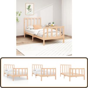 vidaXL Bedframe - Massief Grenenhout - 100x200 cm Houten Bedframe - Grenenhout Bedframe - Tweepersoons Bed - Modern Bed - Landelijk Bed