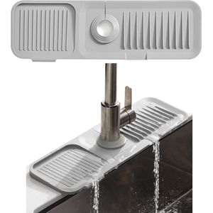 JGS ® Siliconen kraanmat, wateropvangmat, wateropvangmat voor keuken, badkamer, werkblad beschermen (lichtgrijs)