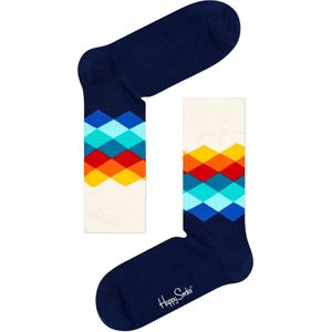 Happy Socks Faded Diamond Sokken - Donkerblauw/Multi - Maat 41-46