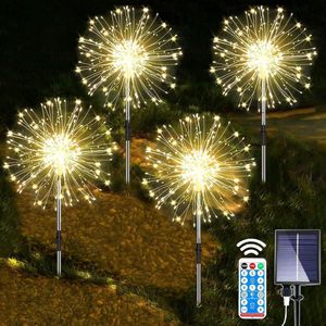 Kerst decoratie buiten Gartendeko solarlampen 120 leds paardenbloem 8 modi zonnestekker tuinverlichting-weerbestendig vuurwerk tuin-balkon-terras bloembakken decoratie