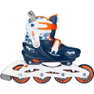 Nijdam Inline Skates Verstelbaar - Traffic Racer - Marine/Oranje/Wit/Zilvergrijs - 33-36
