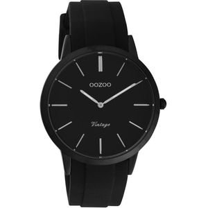OOZOO Vintage series - Zwarte horloge met zwarte rubber band - C20173 - Ø42