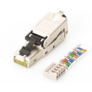 DIGITUS Cat 6A veldconnector - 360° afgeschermd - RJ45 connector zonder gereedschap - 10GBase-T 500 MHz - AWG 27/7 tot 22/1