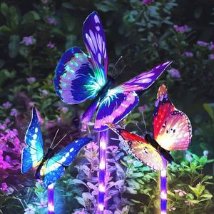 3-delige Multi-Color LED Vlinder Tuin Decoratie met Zonne-energie