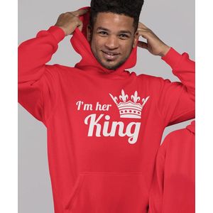 King / Queen Hoodie Rood I'm her King (King - Maat L) | Koppel Cadeau | Valentijn Cadeautje voor hem & haar