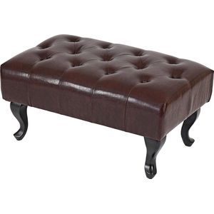 Poef Chesterfield, voetenbank voetensteun kruk, kunstleer 39x77x47cm ~ antiek-bruin