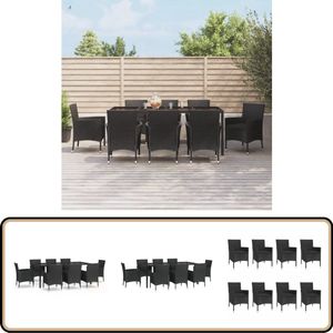 vidaXL 9-delige Poly Rattan Tuinset - Zwart Tuinset - Lounge Set - Buitendecoratie - Outdoor Furniture - Patio Set