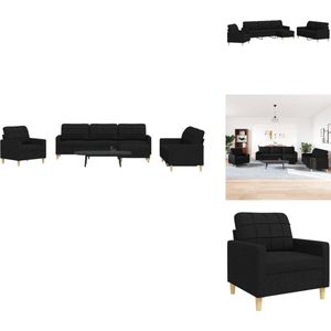 vidaXL Bankstel - Bankstellen - Bankenset - Sofa - 4-delige Loungeset met voetenbank stof zwart