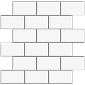 Zelfklevende badkamer wandtegels - 10 stuks - dikker zelfklevende spatwand - keuken en douche - 30x30x025 cm - wit met grijze afdichting