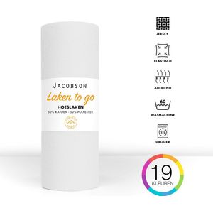 Jacobson - Hoeslaken - 130x200cm - Jersey Katoen - tot 23cm matrasdikte - Wit